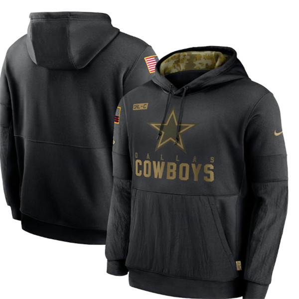 Men's Dallas Cowboys Black Salute To Service Sideline Performance Pullover Hoodie 2020